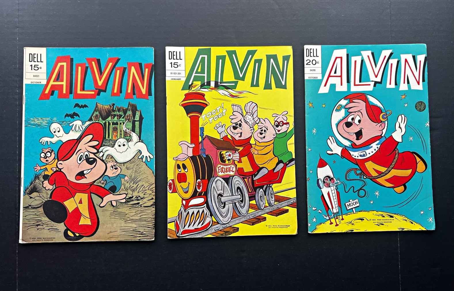 Dell Comics Alvin lotto di 3 (1964) copertine 15¢/20¢ con pubblicità pistola Daisy BB