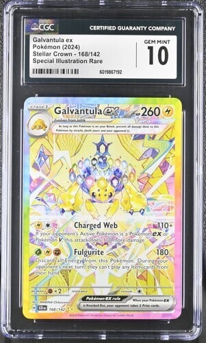 CGC 10 GALVANTULA EX 168 CORONA STELLARE SIR ILLUSTRAZIONE SPECIALE RARO POKEMON