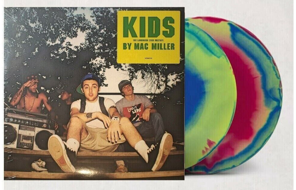 Mac Miller KIDS Red Blue & Green Swirled Colored Vinyl 2LP UO RARE NEW
