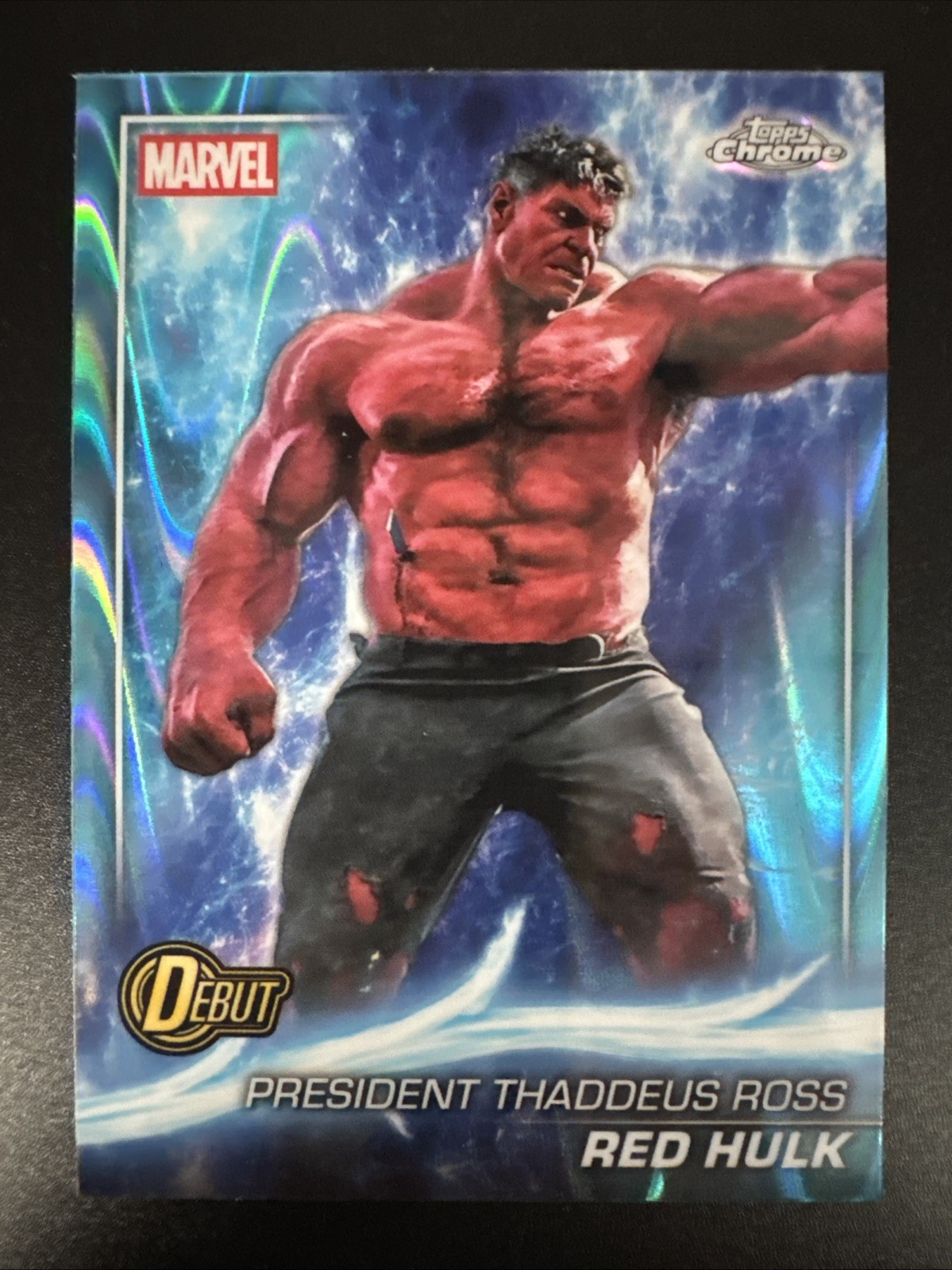 2025 Topps Chrome Marvel Studios #171 Red Hulk Debut Blue Ray Wave