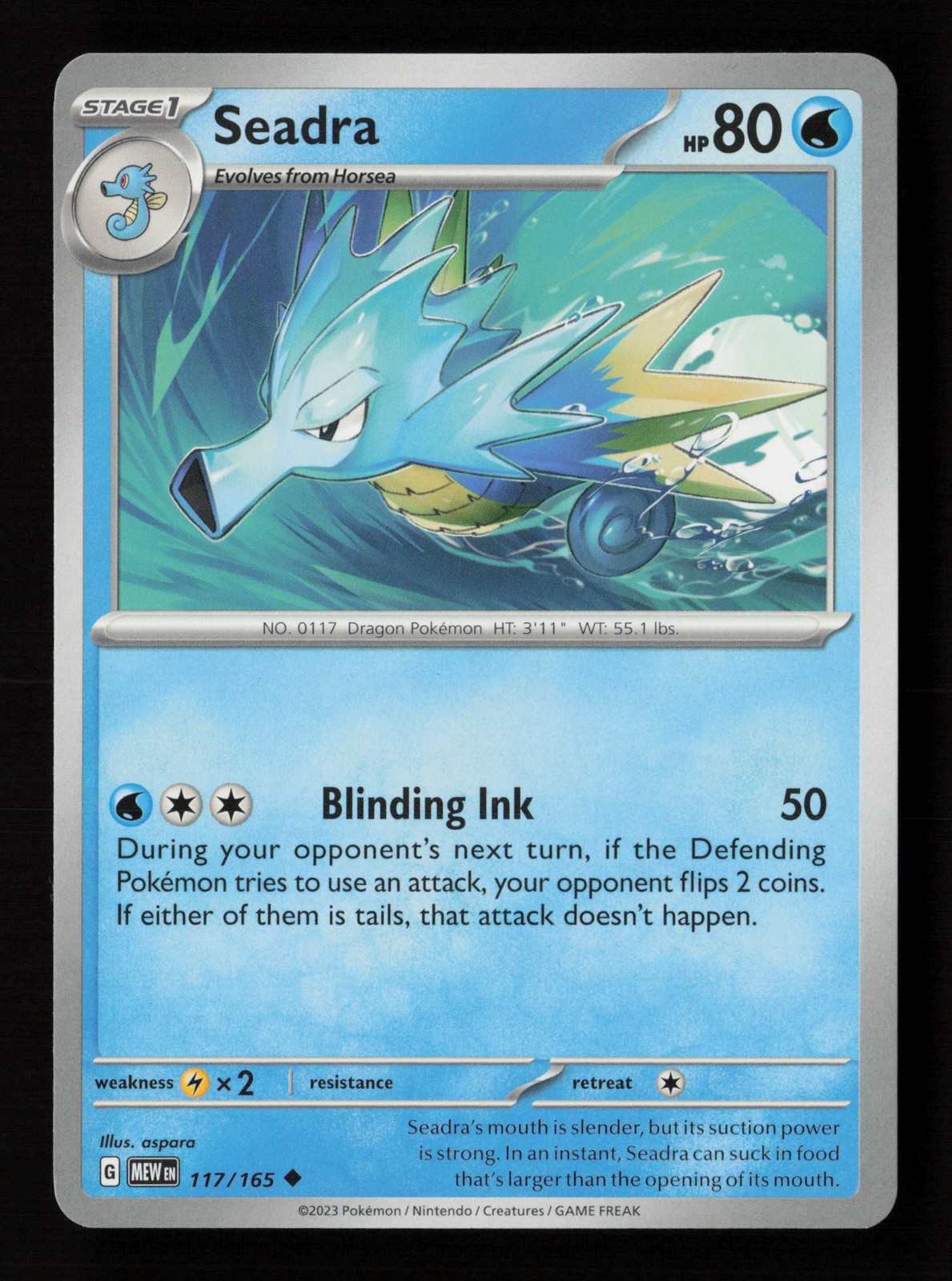 Carta Pokemon Seadra 117/165 Scarlatto e Viola 151