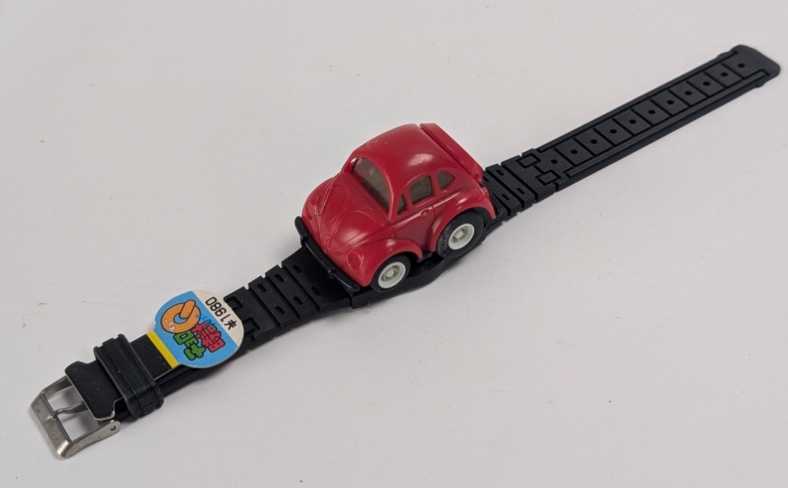 Orologio Pre-Transformers G1 Takara-Q mai usato Bumblebee Choro variante rossa NOS Maggiolino