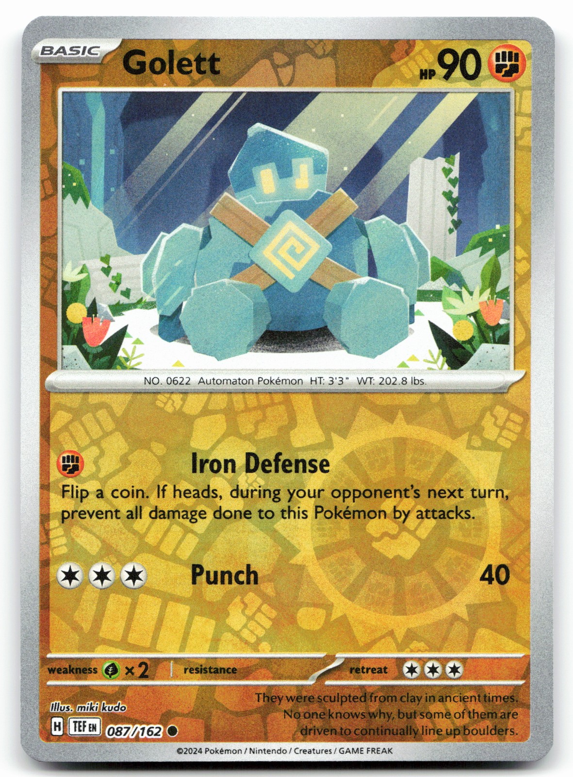 Golett 87/162 Temporal Forces Common Reverse Holo Pokemon TCG [LP]
