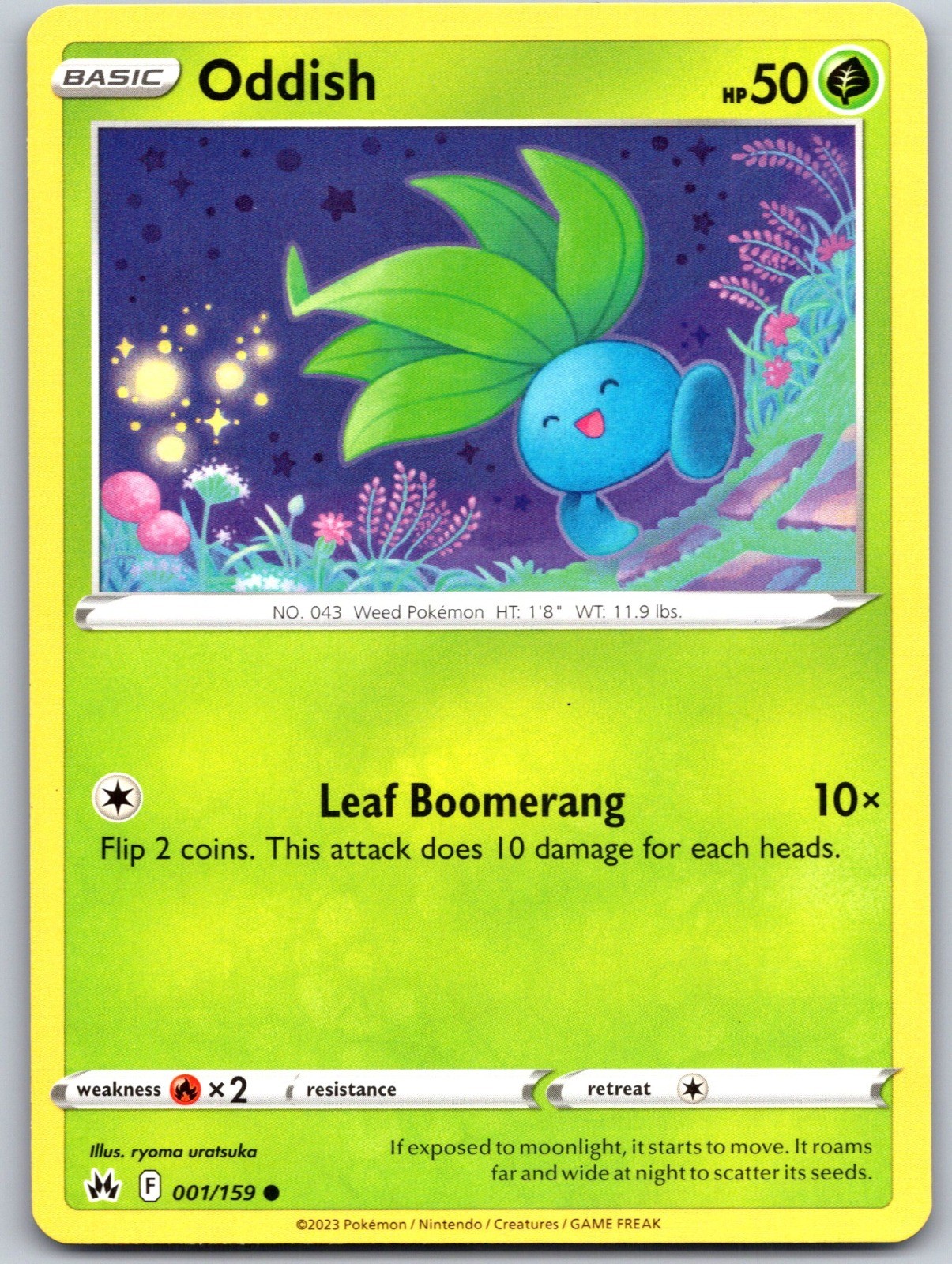 Oddish 001/159 NM Non Holo SWSH: Corona Zenith Pokemon ryoma uratsuka 2023