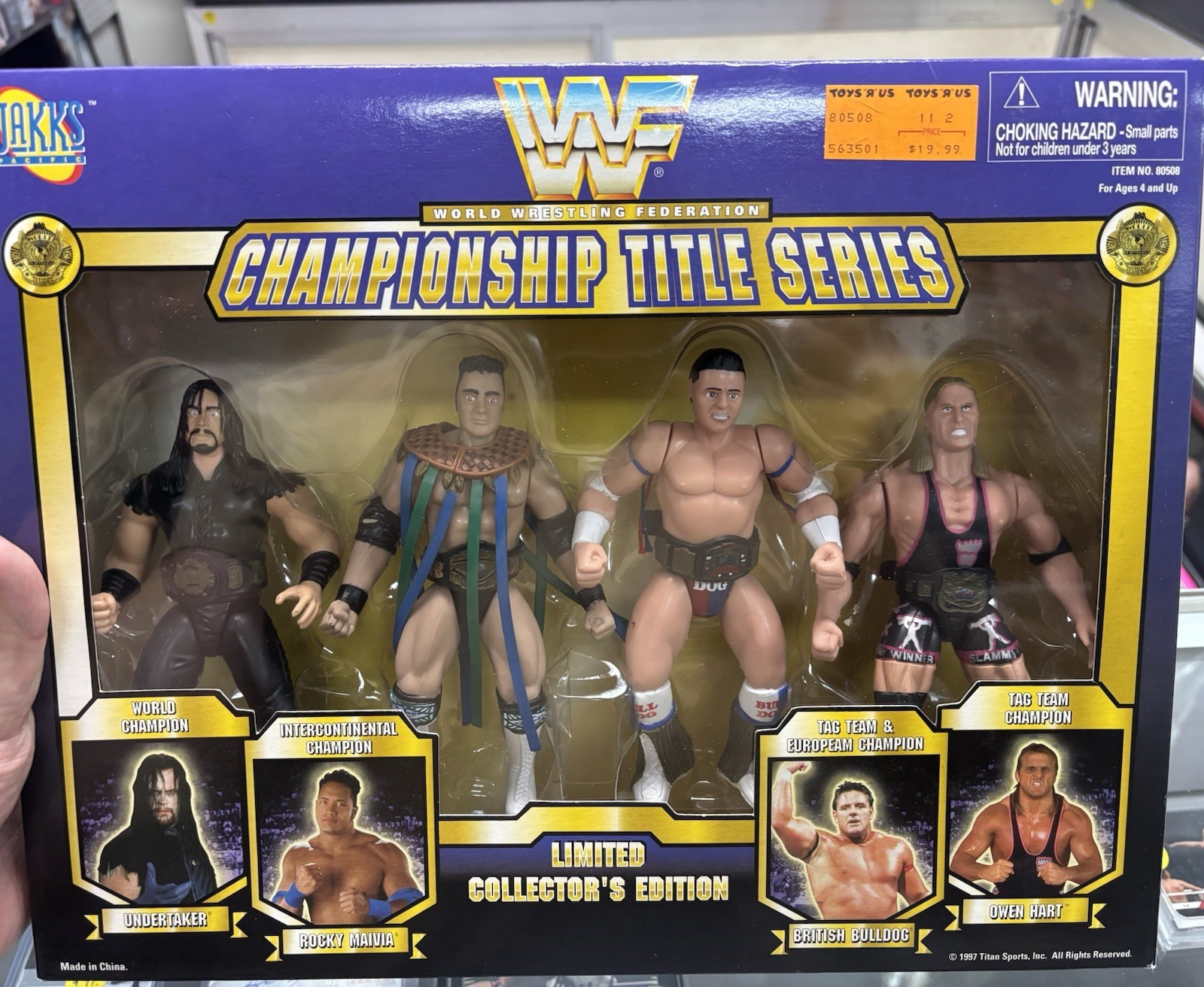NUOVA WWF Championship Title Series 1997 JAKKS 4 Undertaker, Rock, Bulldog, Owen