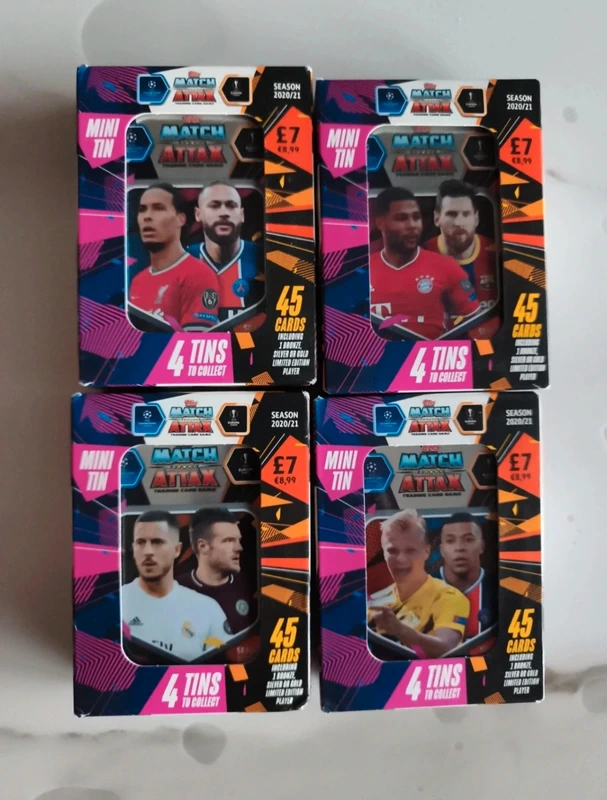 4 Mini Tin Match Attax -  Topps UEFA Champions League - Europa League 2020-2021