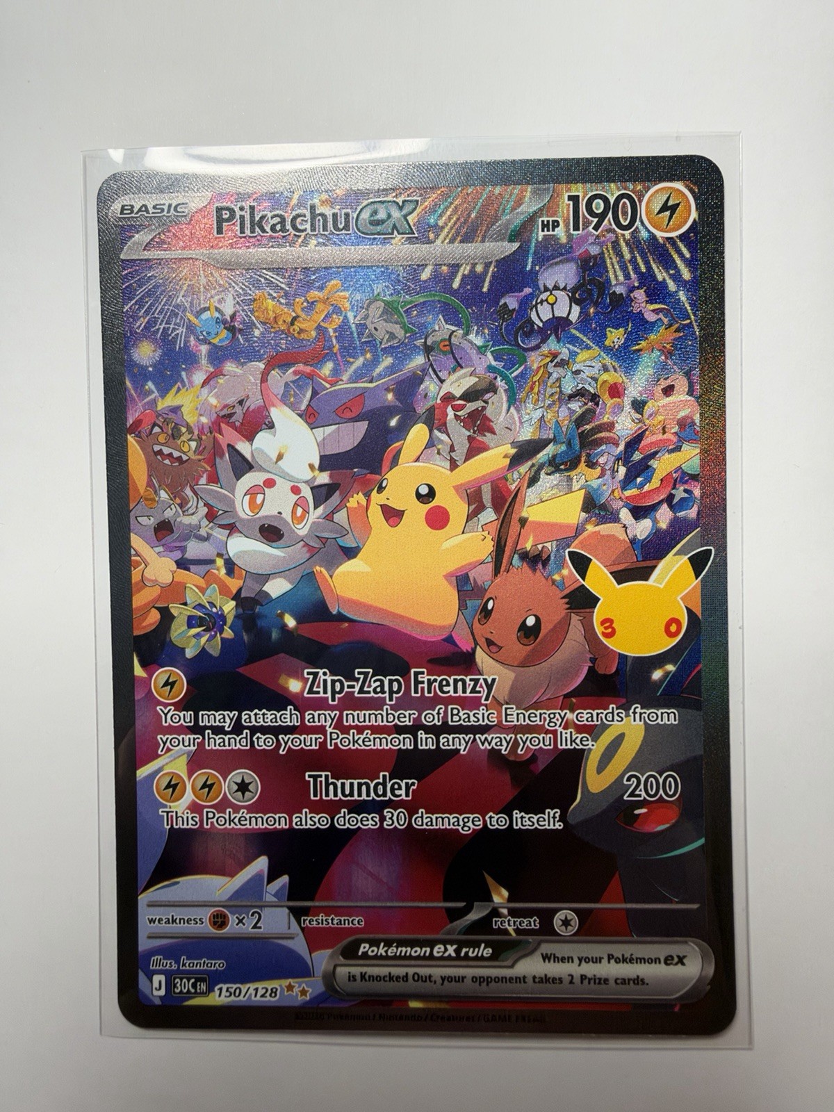 Pikachu ex 30° Celebrazione SIR ILLUSTRAZIONE SPECIALE RARA 150/128 Night Pika Art