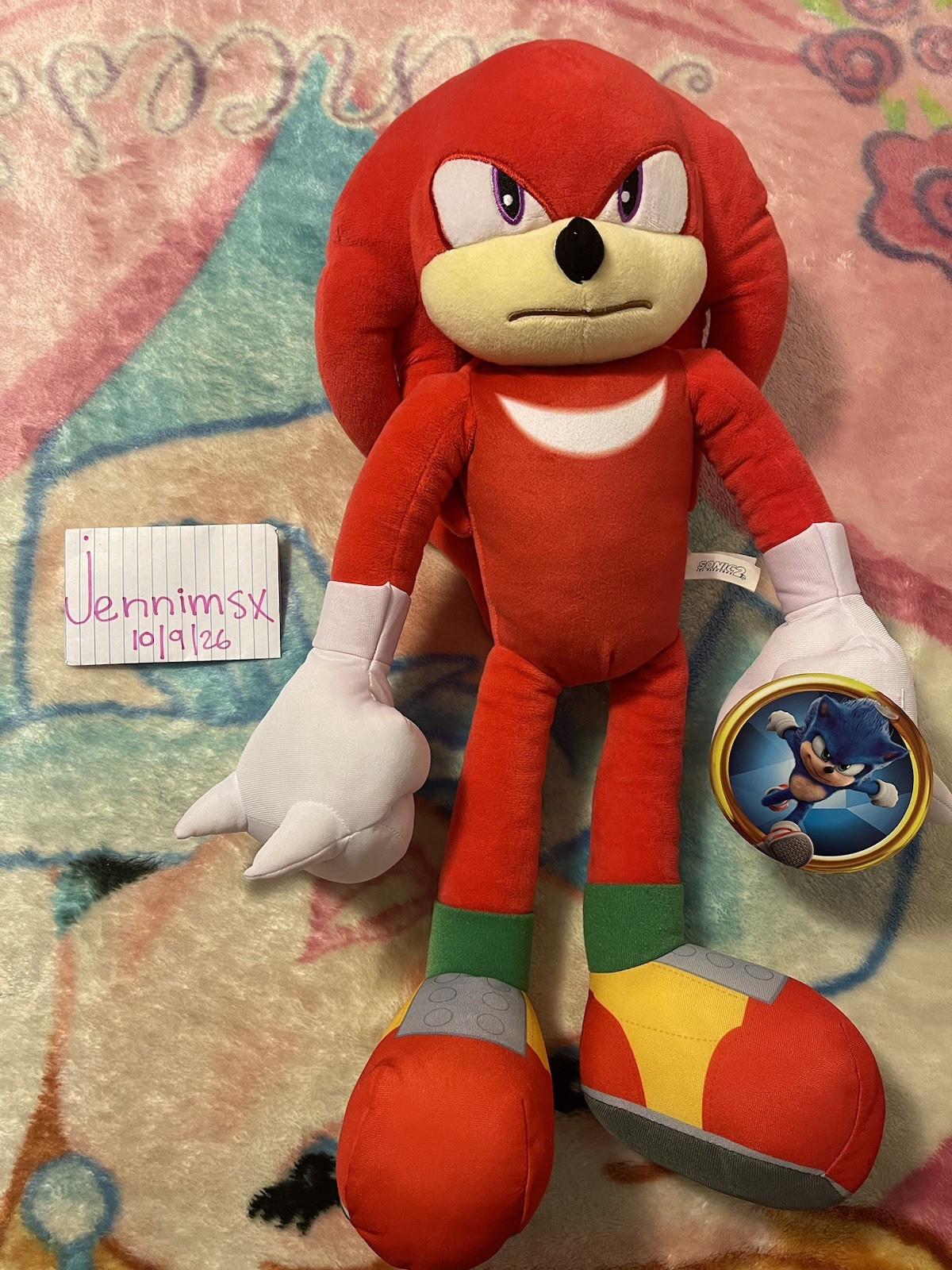 Knuckles The Echidna Sonic Hedgehog Sonic 2 Stuffed Plush LARGE 18” New with Tag