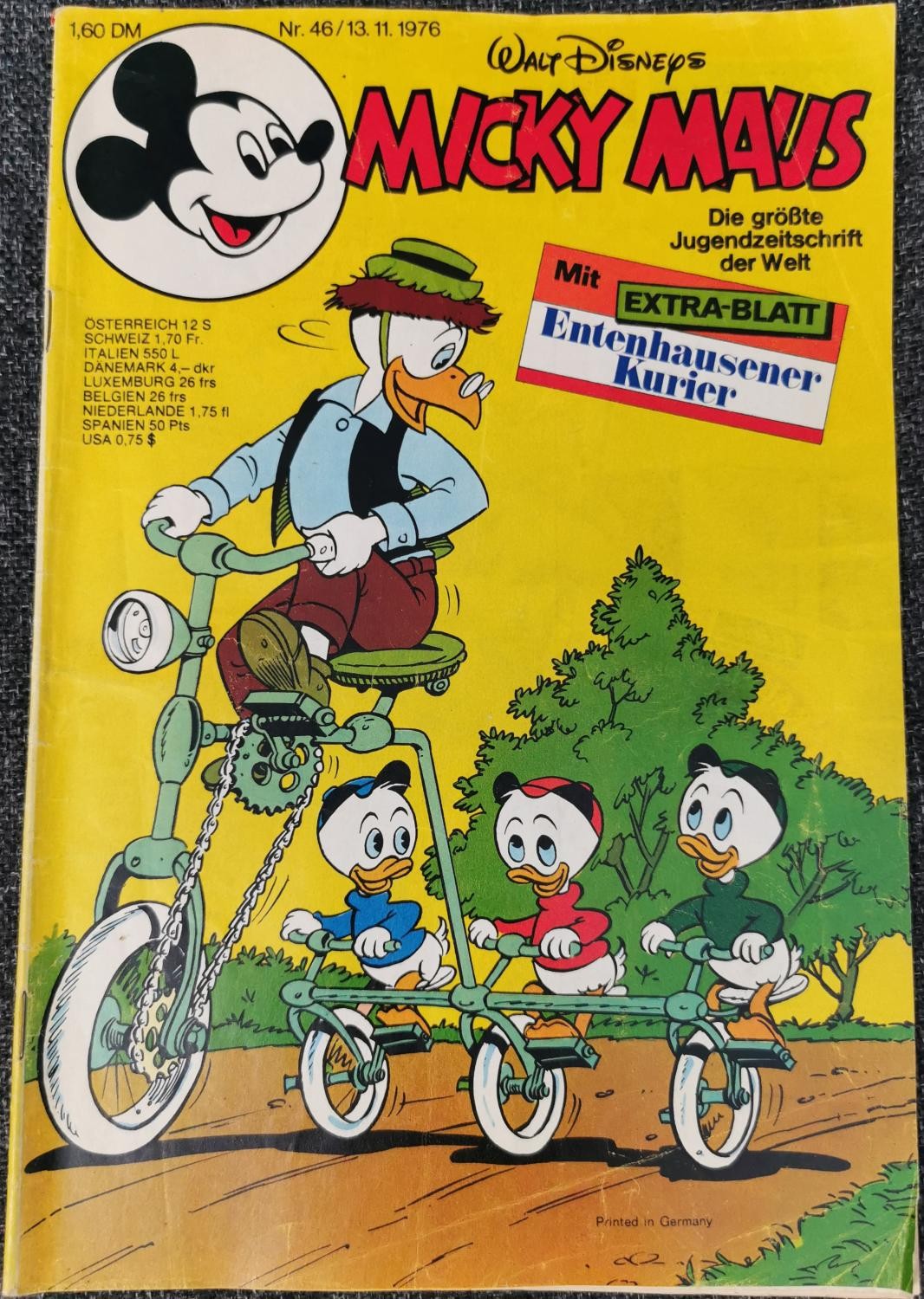 Quaderno Topolino 46 - 13.11.1976 Walt Disney foglio extra corriere anatra
