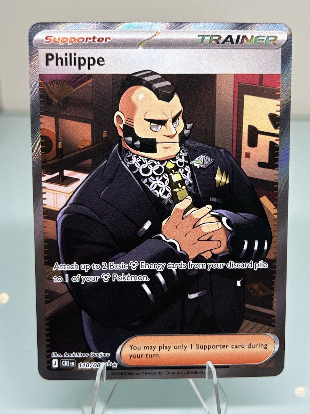 Pokémon TCG Chaos Rising Philippe 110/86 Illustrazione Full Art Raro Allenatore Eng