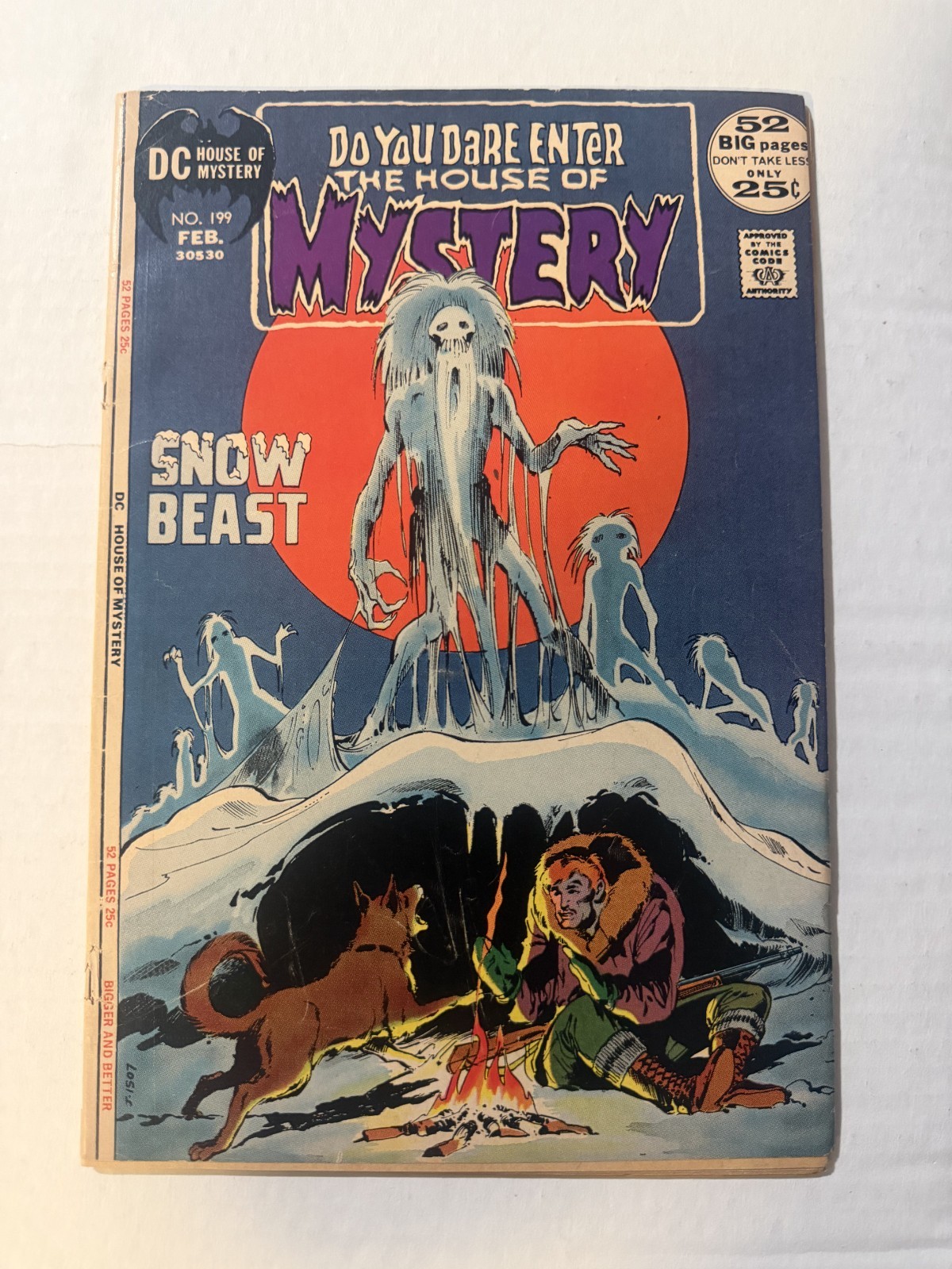 HOUSE OF MYSTERY #199 52 PAGE ISSUE "SNOW BEAST" NEAL ADAMS COVER 1972