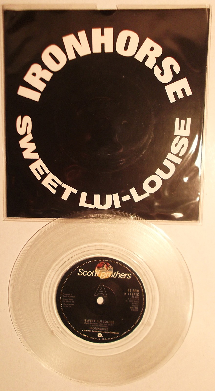 Ironhorse - Sweet Lui-Louise - Clear 7" Vinyl - 1st Pressing - Excellent