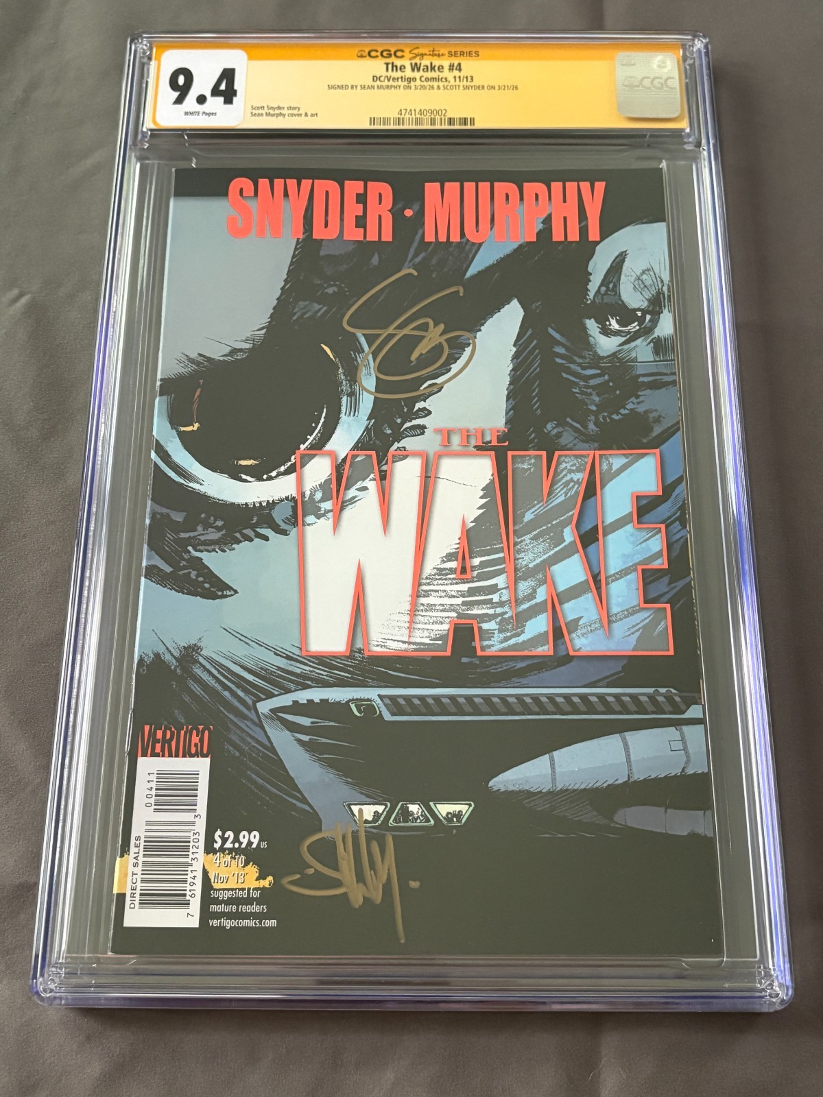 The Wake #4 CGC 9.4 signed by Scott Snyder and Sean Murphy NM Vertigo Comics
