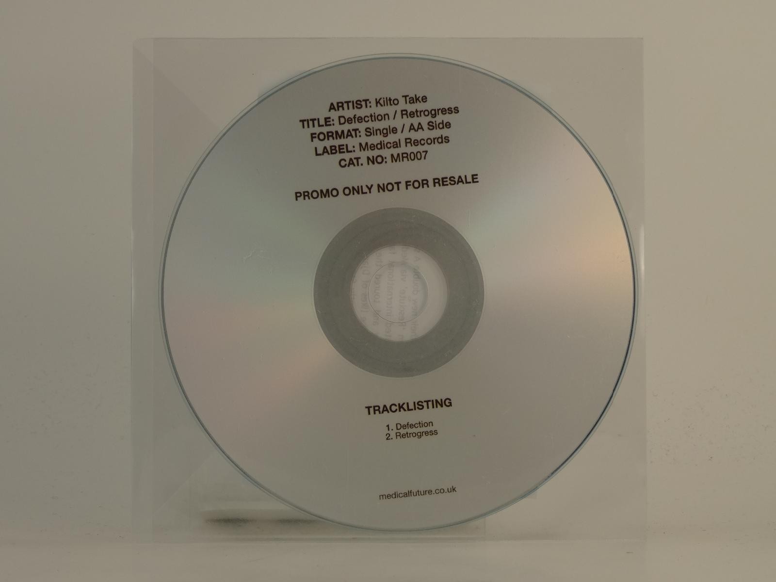 KILTO TAKE DEFECTION (H1) 2 Track Promo CD Single including Plastic Sleeve MEDIC