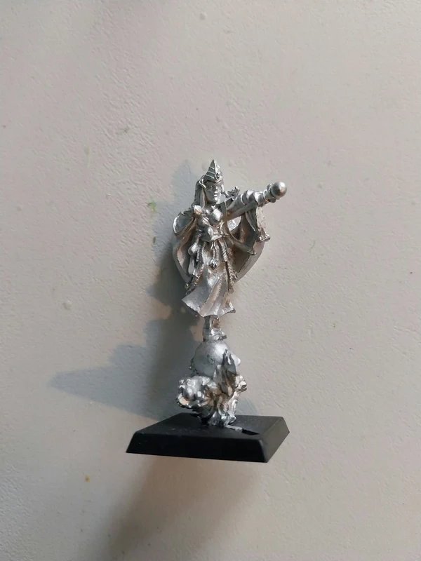 Warhammer The Old World – Mage Haut Elfe sur socle élémentaire – Métal – Citadel vintage