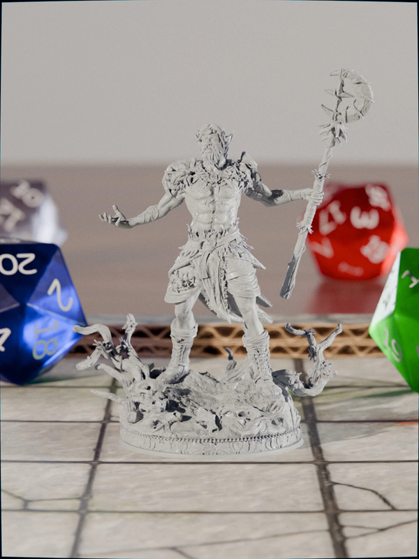 Miniatura 32mm in resina per D&D / GdR – 022 - Elfo/Mezzelfo Druido – Stampata in 3D