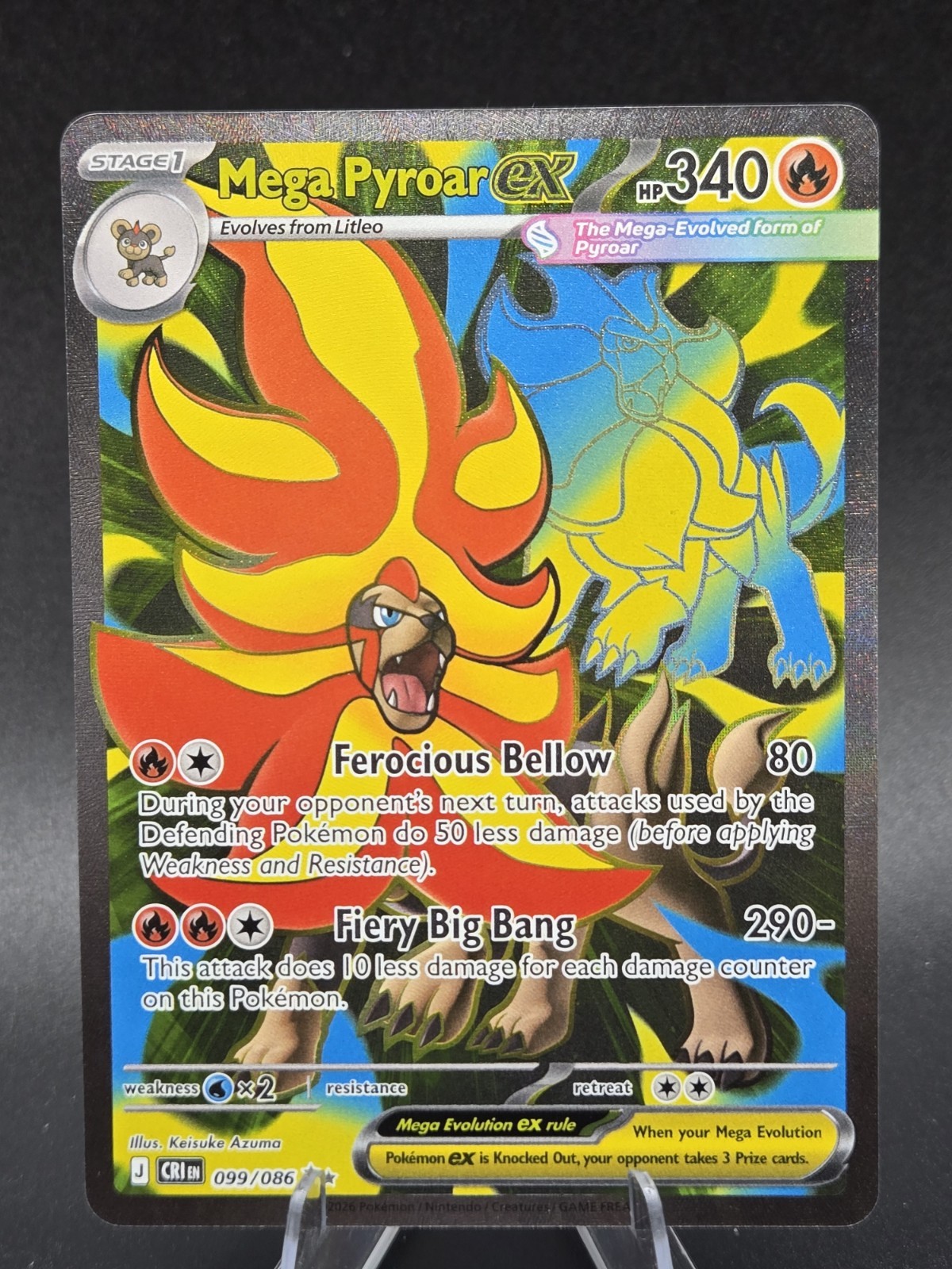 Pokémon Mega Pyroar EX 099/086 Chaos Rising Full Art Holo Inglese