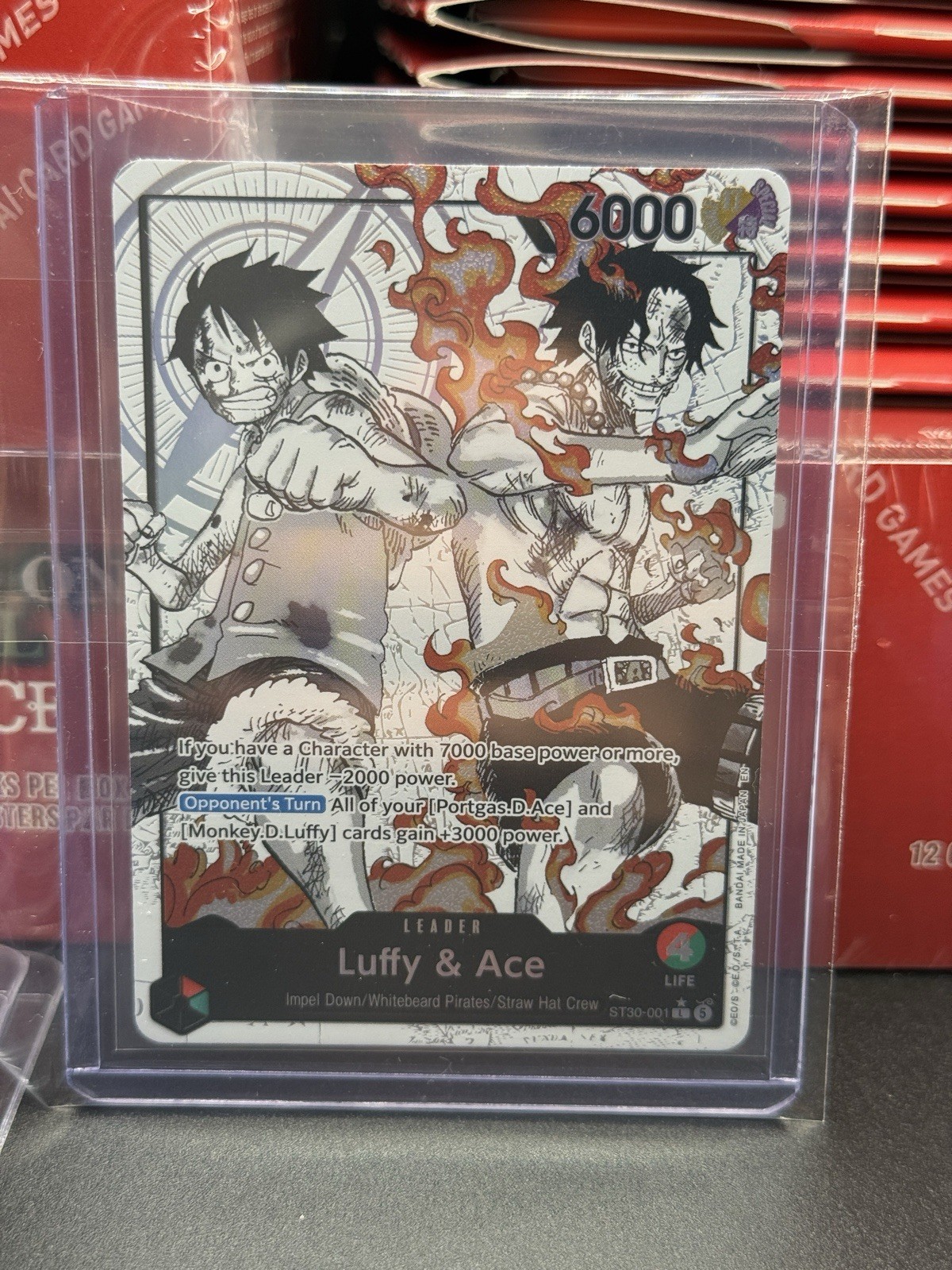 One Piece TCG - Mazzo Rufy & Ace, ST30-001, Alt Art, ST30, inglese, quasi nuovo