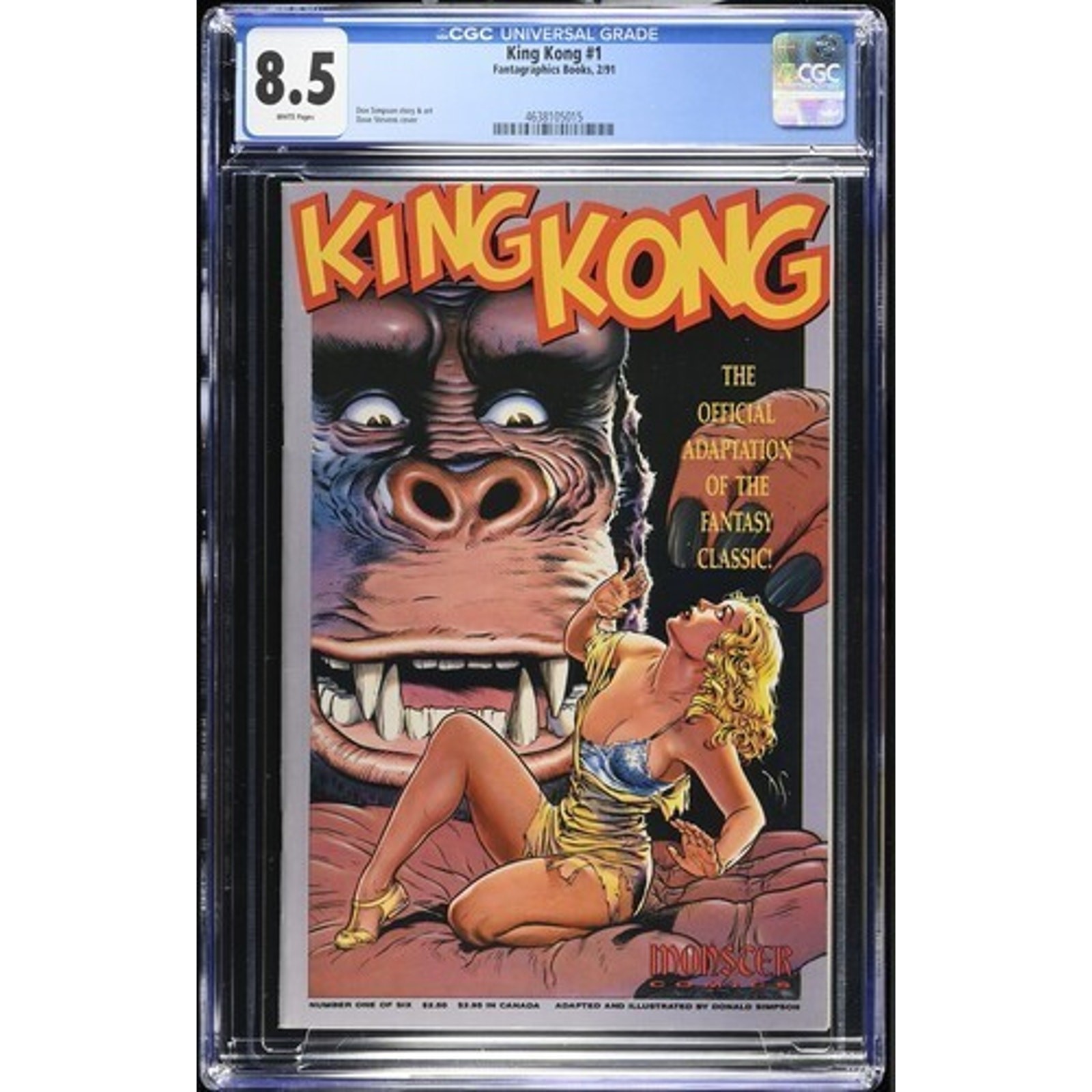 🔑🔥KING KONG #1 CGC 8.5 CINQUE GRAFFETTE OTTIMA COPERTINA DAVE STEVENS!! 105015