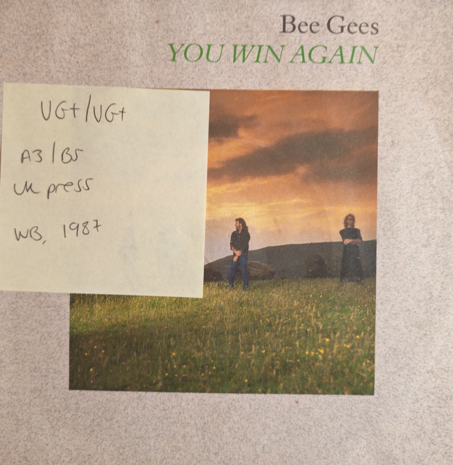 Bee Gees You Win Again Vinyl Record 7" VG+/VG W8351 1987