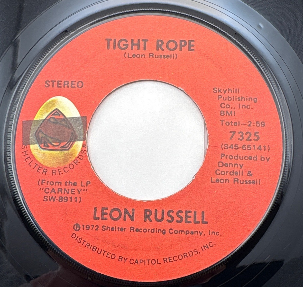 Leon Russell Tight Rope / This Masquerade 45 Vinyl 1970s Rock Shelter Records