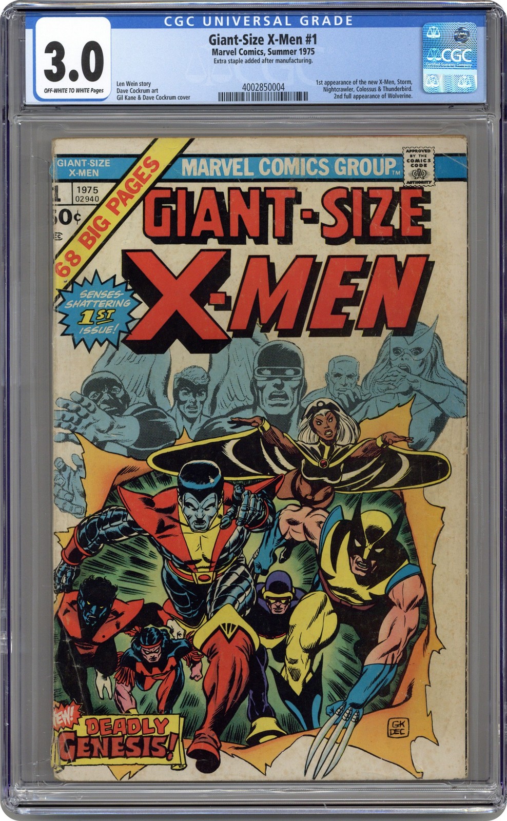 Giant Size X-Men #1 CGC 3.0 1975 4002850004 1st app. Nightcrawler