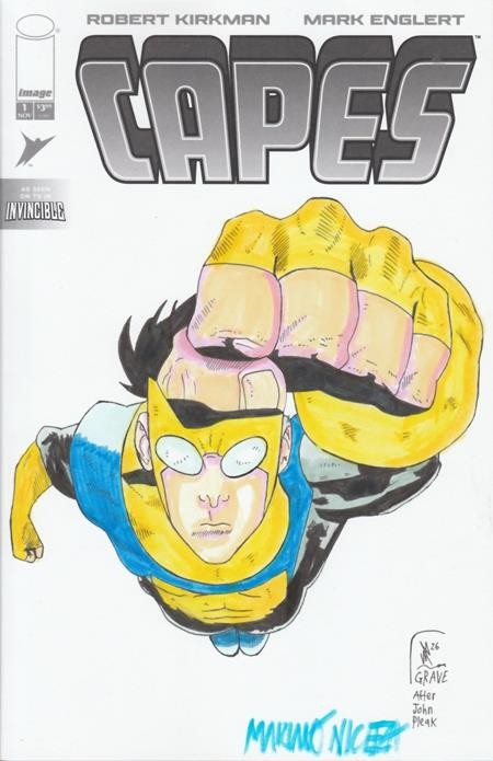 PREVENDITA Df Capes #1 variante vuota firmata e marcata da Jake Grave fuori 11/11