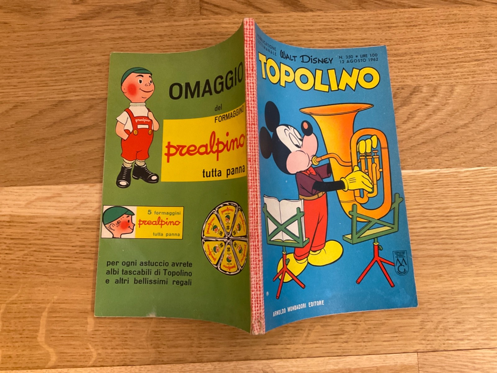 TOPOLINO LIBRETTO N.350 MONDADORI DISNEY 1962  SI BOLLINO, NO FIGURINE,