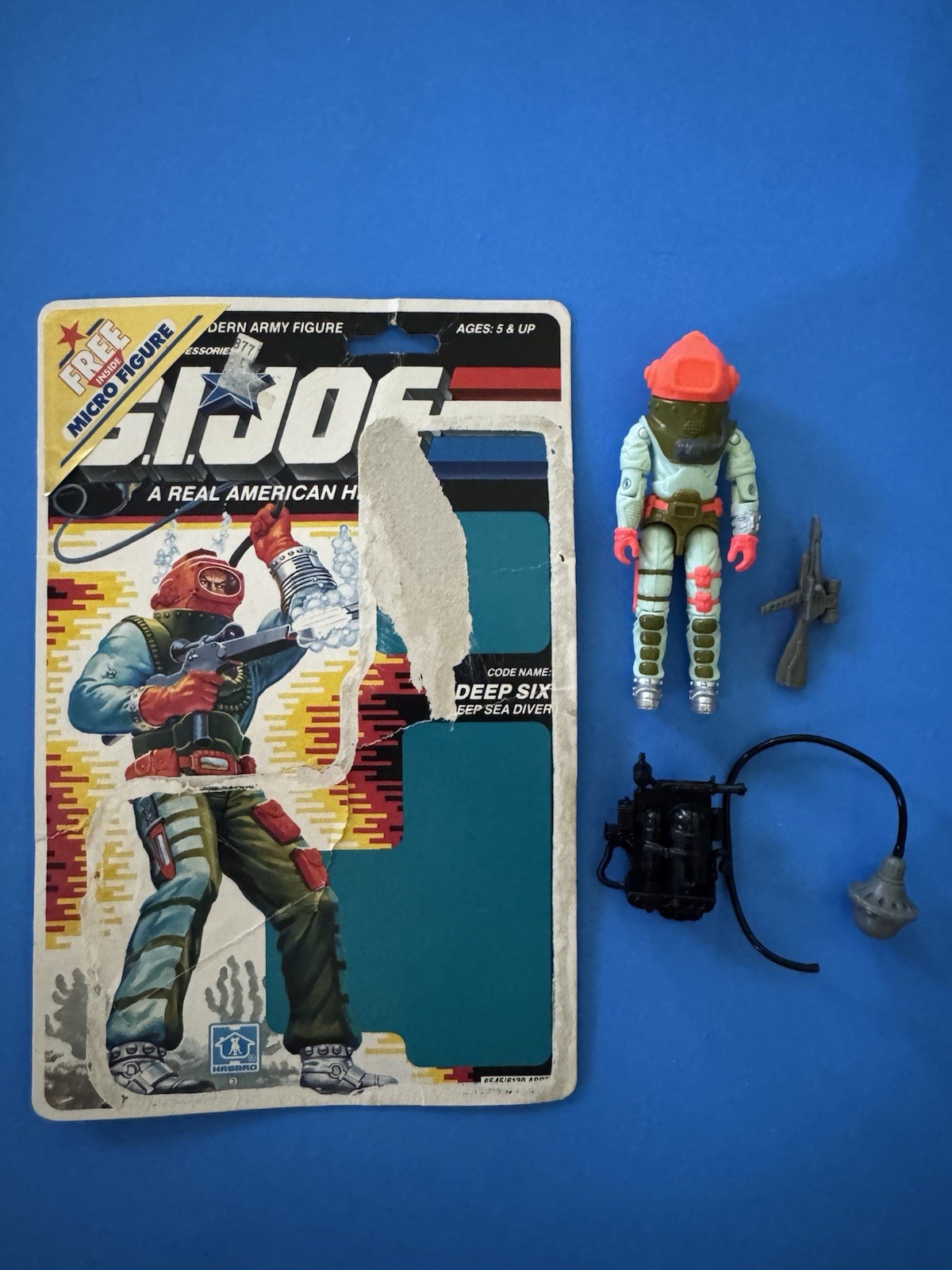 GI Joe 1989 Deep Six v2 (Deep Sea Diver) 100% Complete Action Figure Full Card!