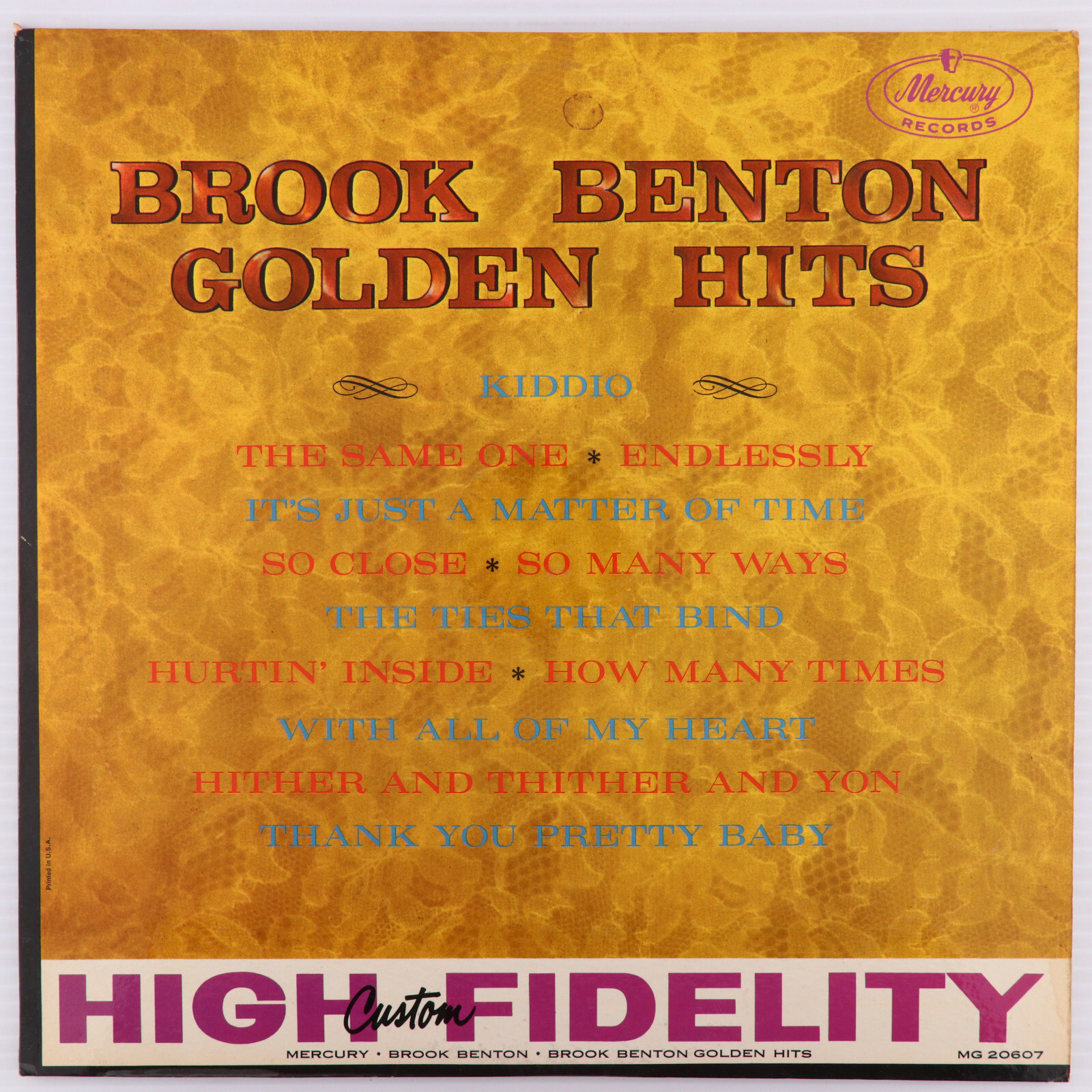 Brook Benton's Golden Hits - 1961 Mono LP Bold Mercury Label – MG-20607