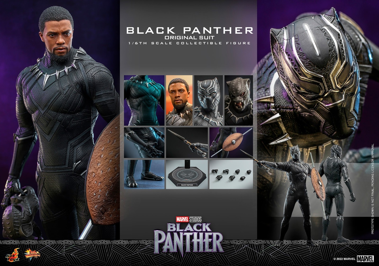 Hot Toys Marvel Black Panther Tuta Originale 1/6 Figura MMS671