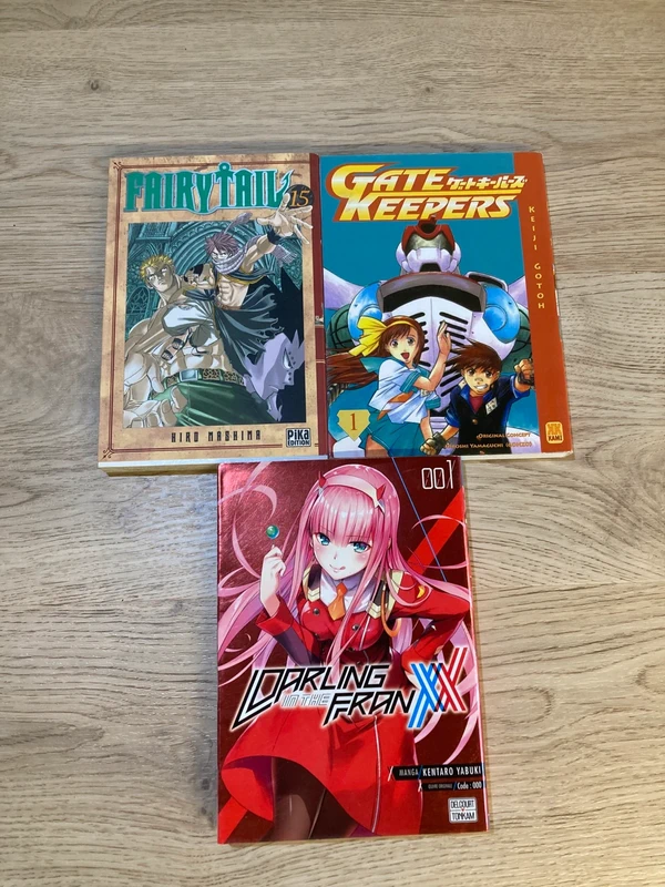 Lot de 3 mangas – Gate Keepers / Fairy Tail 25 / Darling in the FranXX T1