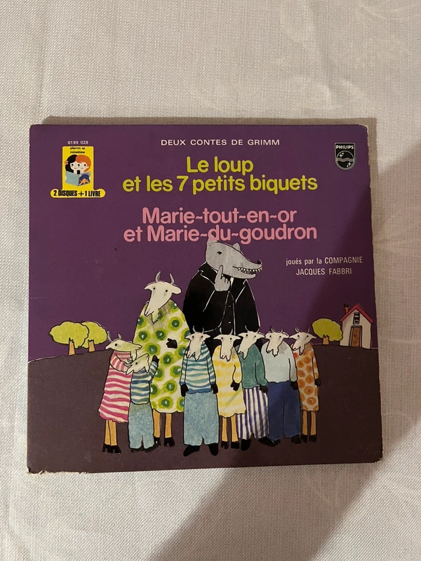 Livre-disque 45T Contes de Grimm - Le loup et les 7 petits biquets (Philips)