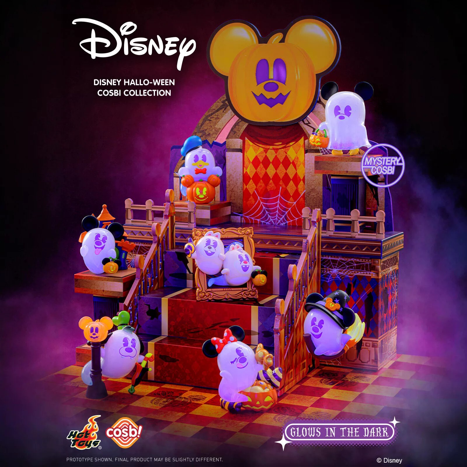 Hot Toys Cosbi Disney Halloween Ghost Party Mini Figure Glow in Dark Full Case