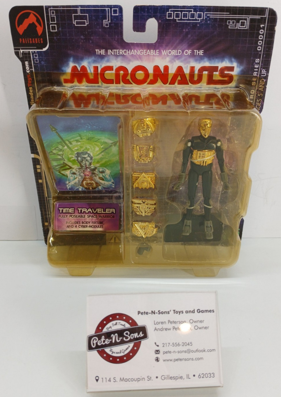 2002 Palisades: Micronauts Retro Series: Time Traveler (Black & Gold): Sealed