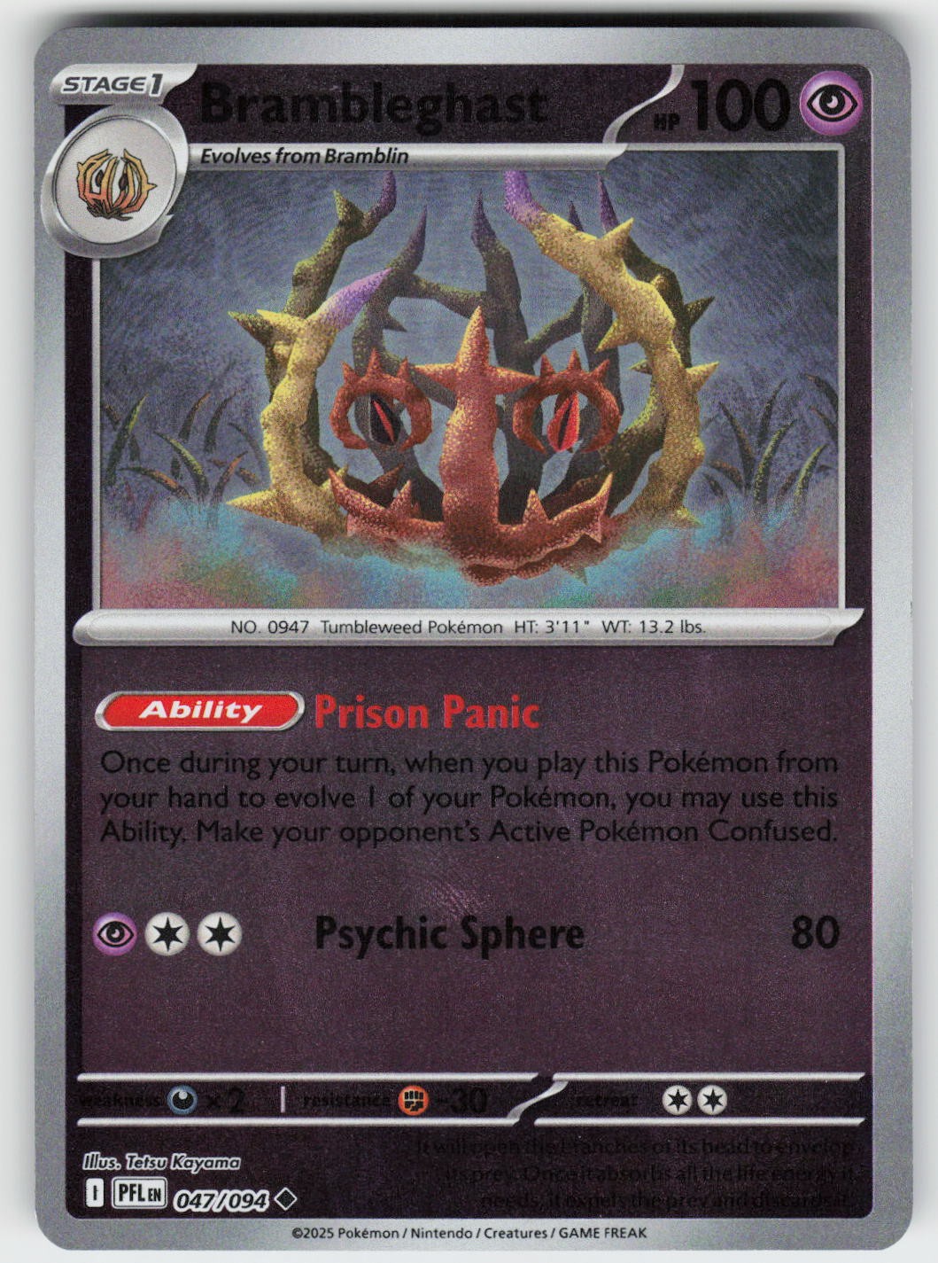 Brambleghast Reverse Holo Uncommon ME02: Phantasmal Flames 047/094 NM