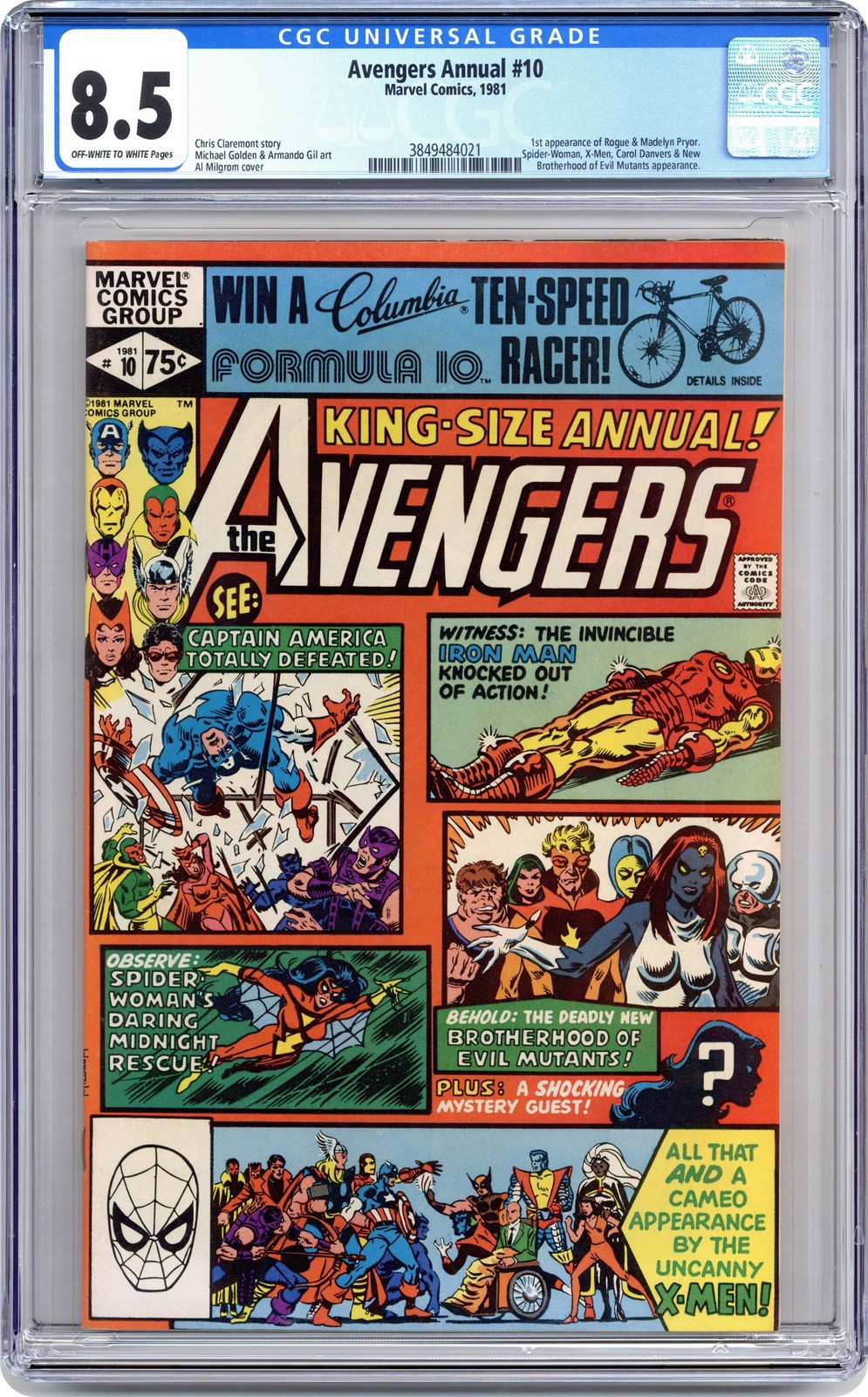 Avengers Annual #10D CGC 8.5 1981 3849484021 1st app. Rogue, Madelyne Pryor