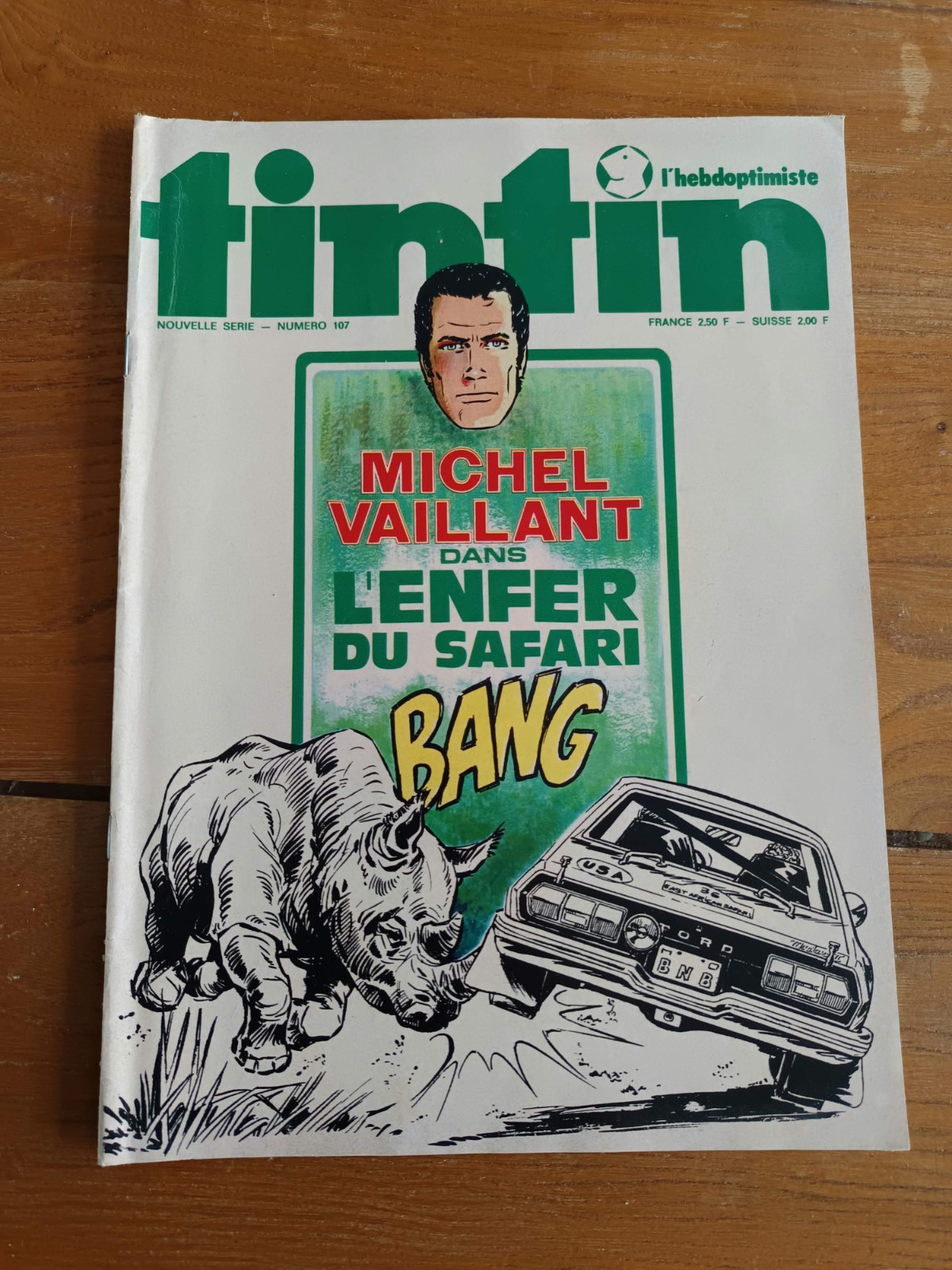 Tintin n°107  de 1975 michel vaillant  jean graton dans l'enfer du safari