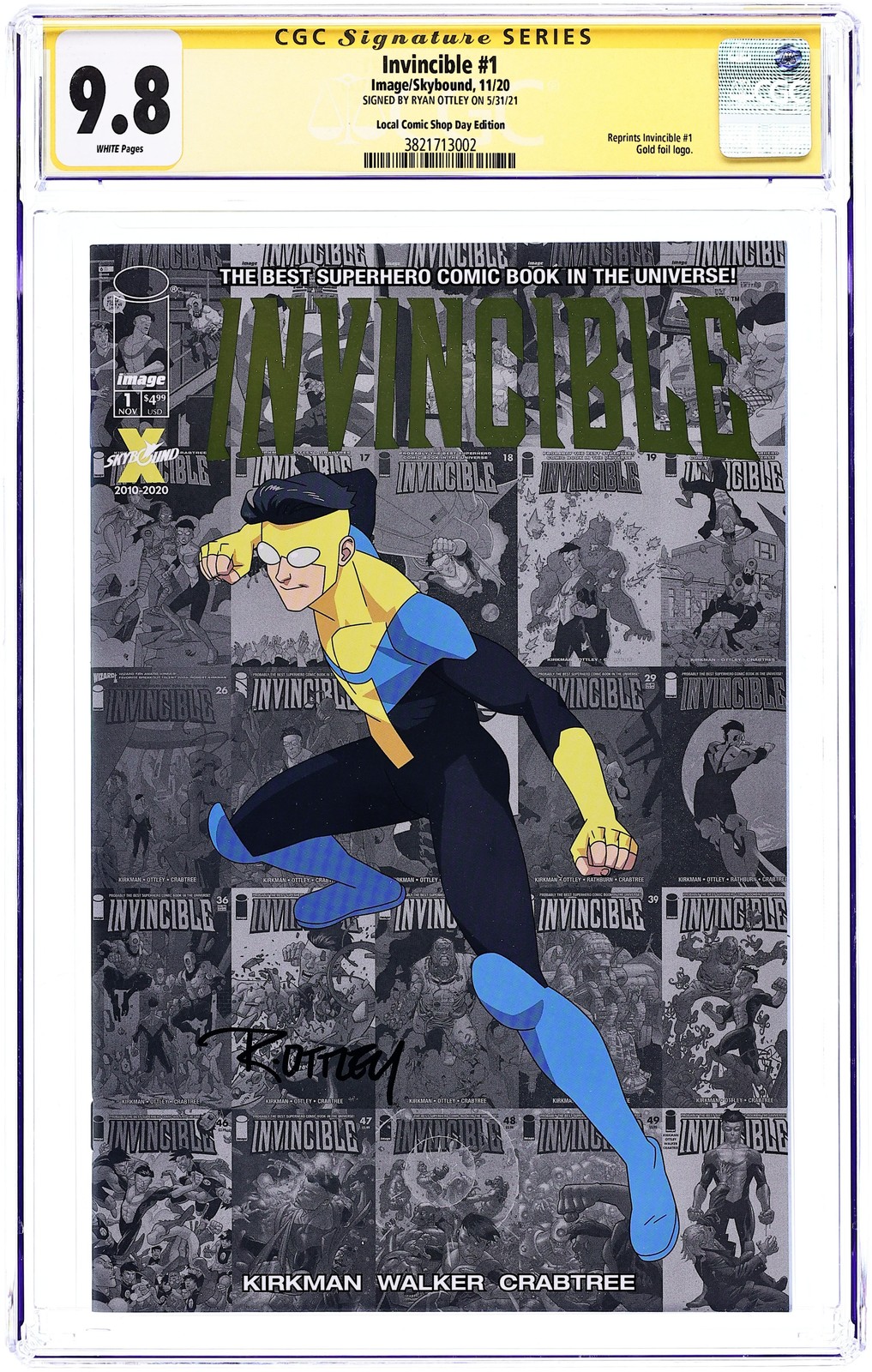 Invincible Later Reprints #1 Walker LCSD Gold Foil CGC 9.8 SS Ottley 2020