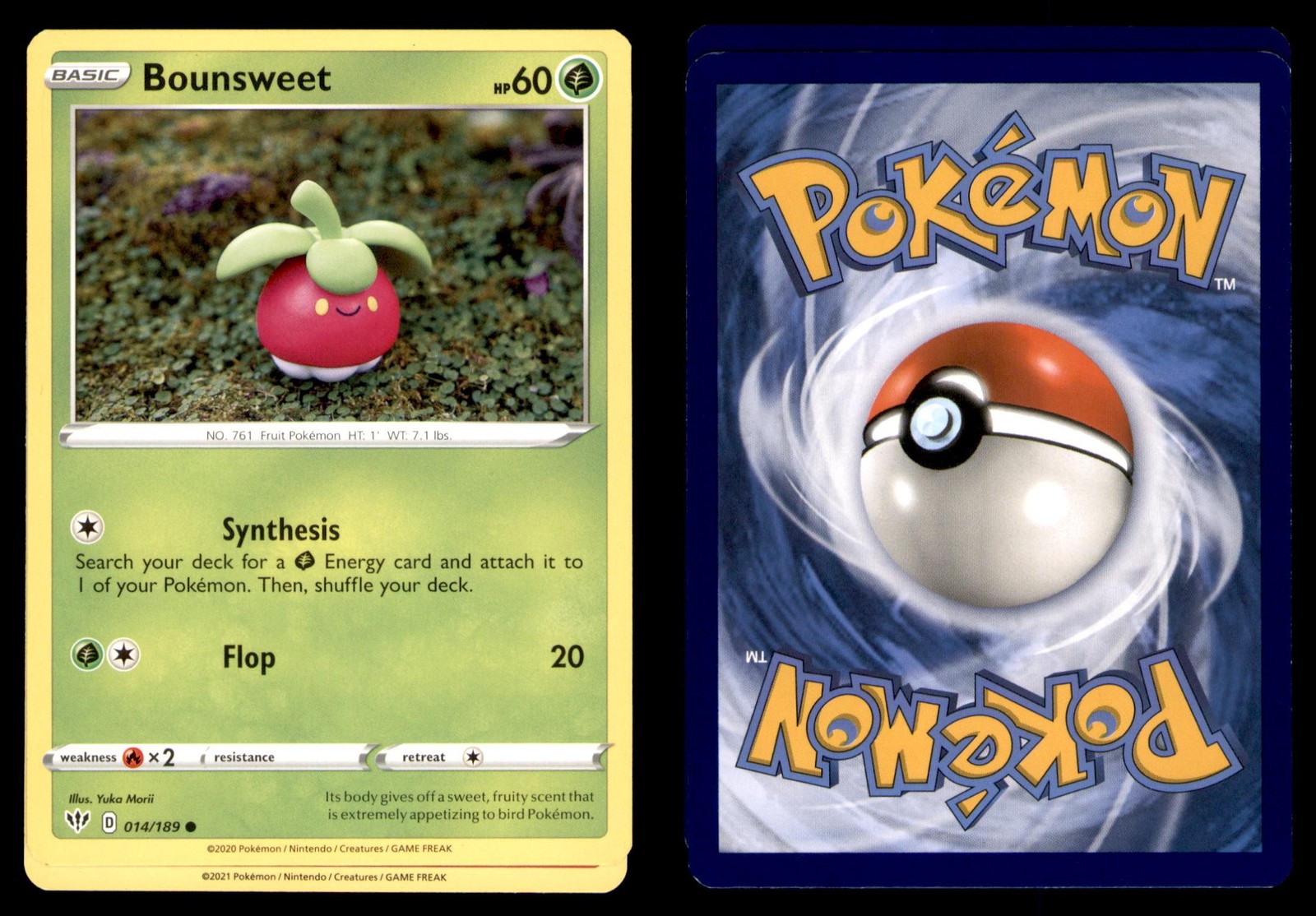 Pokemon Darkness Ablaze Bounsweet 014/189 2020 Common