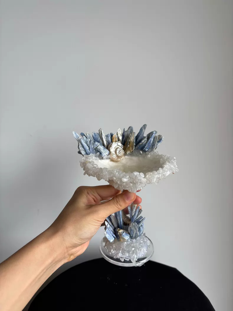 Calice decorazione minerale di cianite fai da te squisito fatto a mano fai da te portacandele gioielli d
