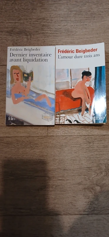 Lot de 2 livres L'amour dure trois ans,dernier inventaire avant liquidation