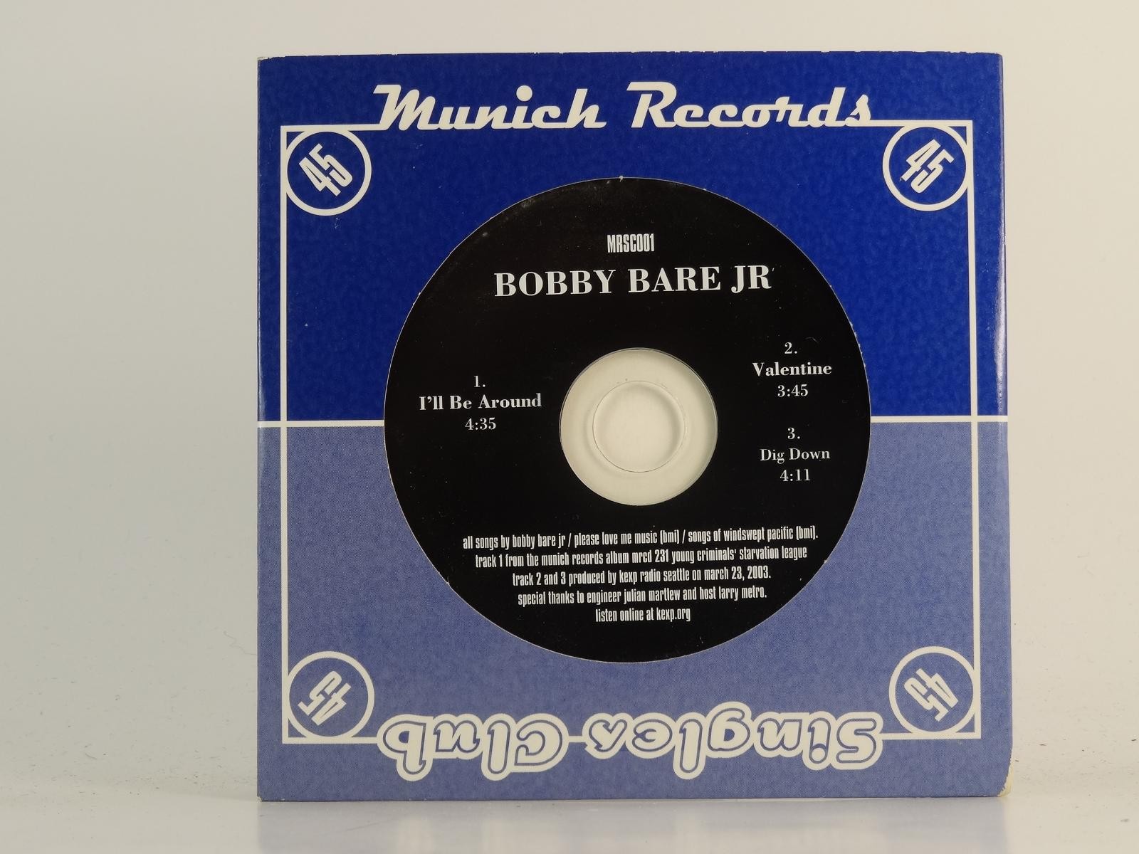 BOBBY BARE JR I'LL BE AROUND (H1) 3 Track Promo CD Single plus Card Sleeve MUNIC