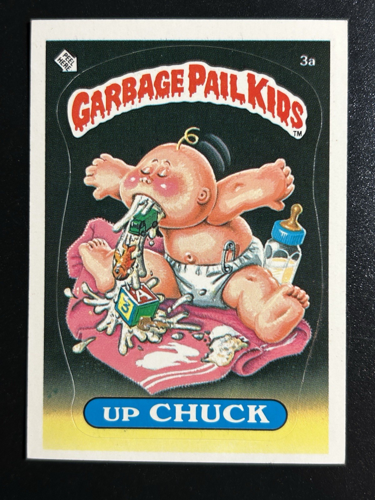 Topps Garbage Pail Kids 1985 GPK prima serie 1 OS1 3a Up Chuck Pack fresco