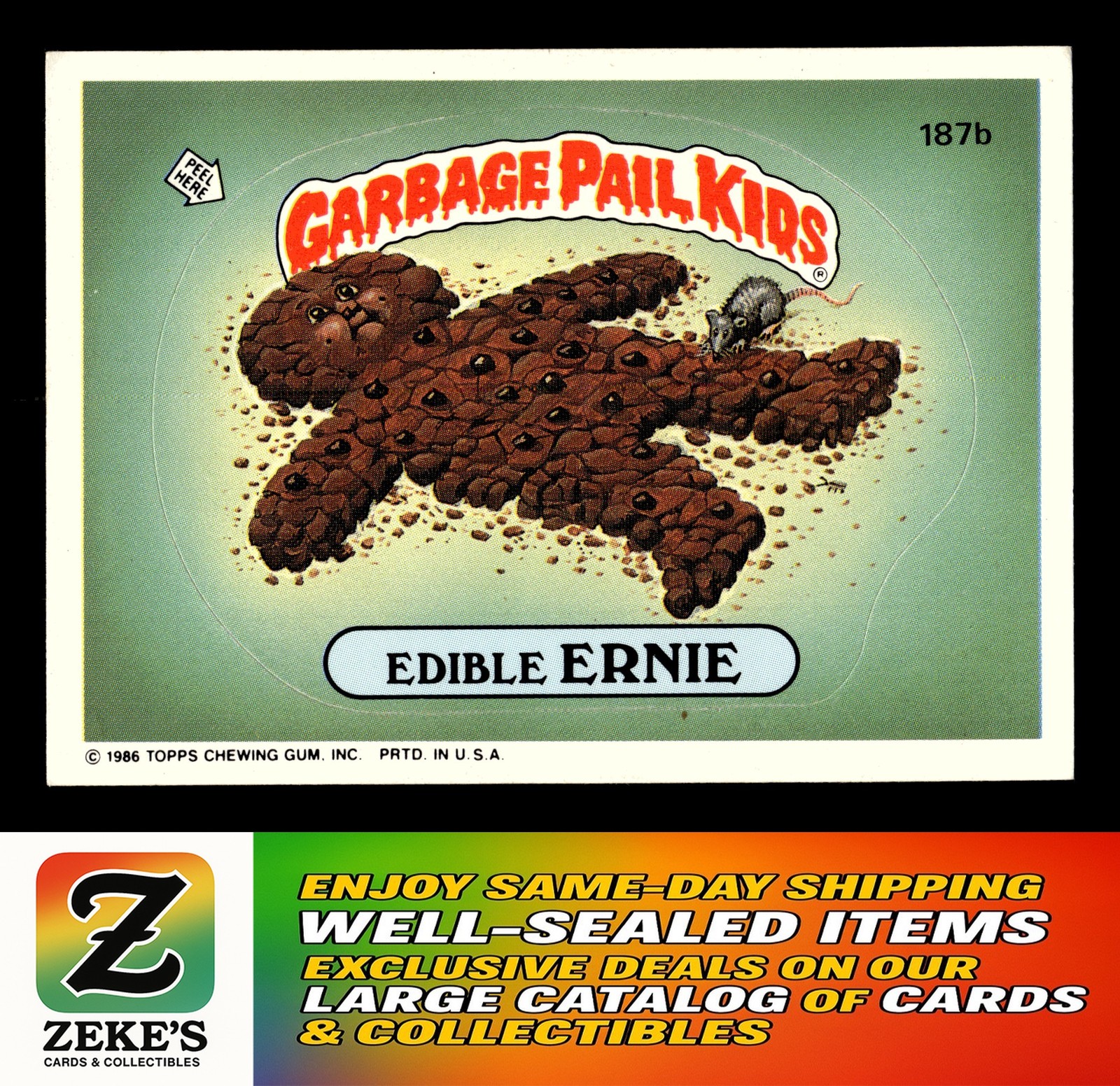 1986 Topps Garbage Pail Kids Series 5 #187b Edible Ernie