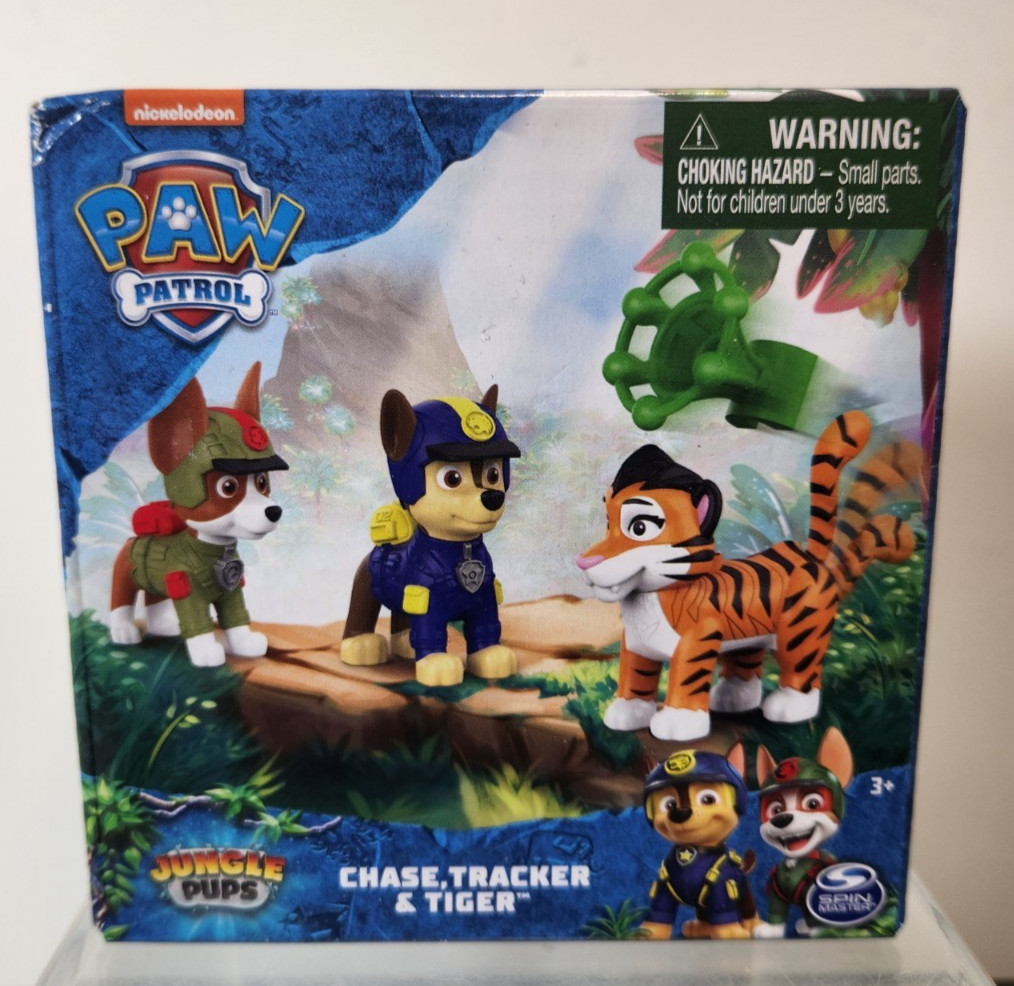 Paw Patrol Jungle Pups Chase Tracker & Tiger Figure nuovo in scatola giocattolo salvataggio