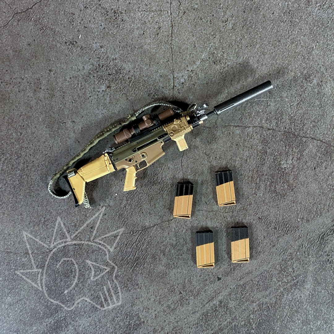 Set fucile d'assalto SCAR-H scala 1/12 accessorio action figure personalizzato - SA03