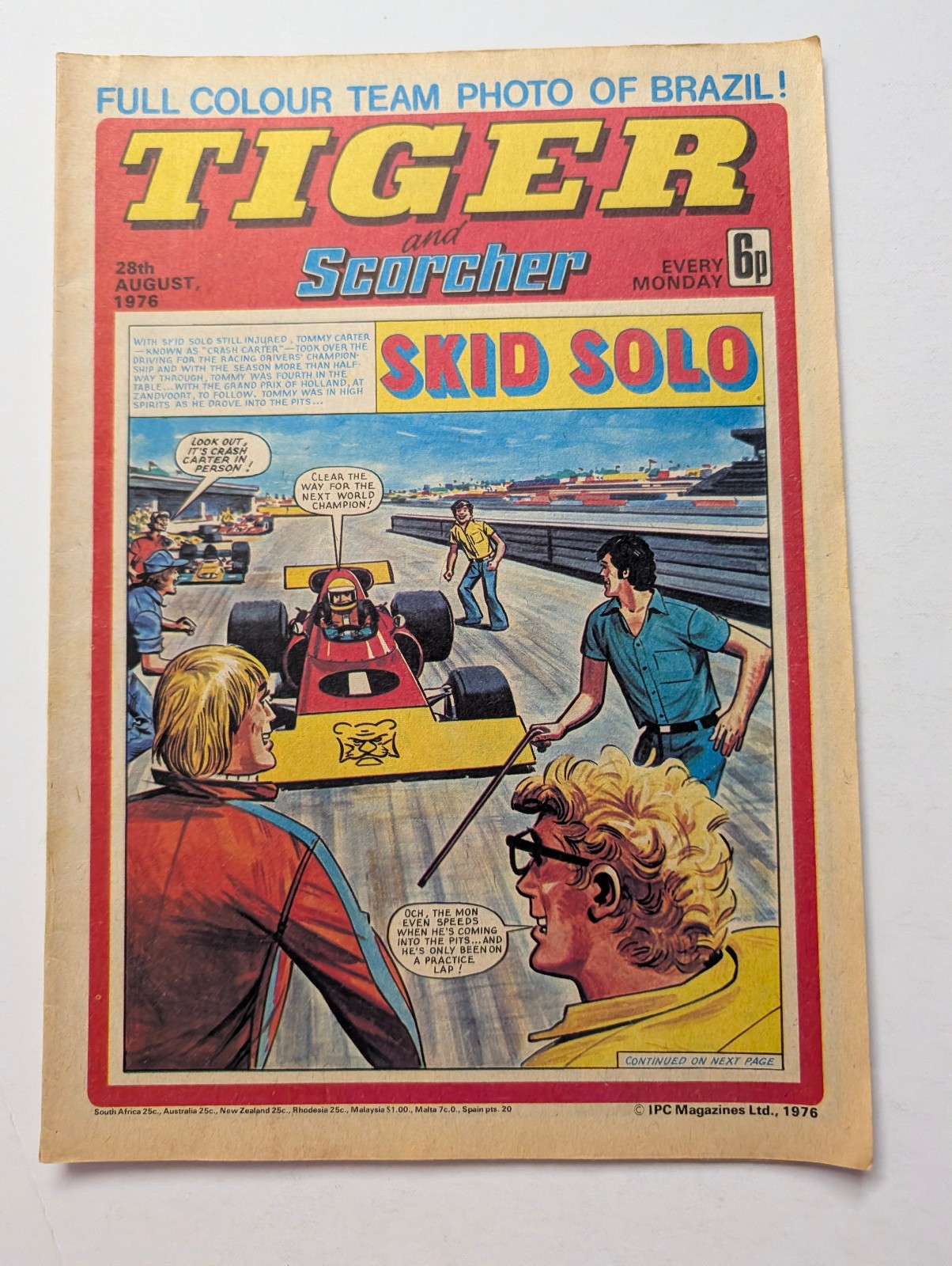 Tiger and Scorcher Comic 28th August 1976, IPC Magazines.