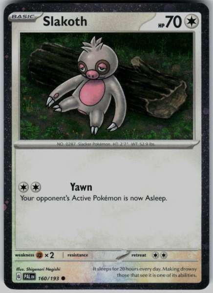 Slakoth (Cosmos Holo) 160/193 Paldea Evolved Common Cosmos Holo quasi nuovo Pokemon TCG