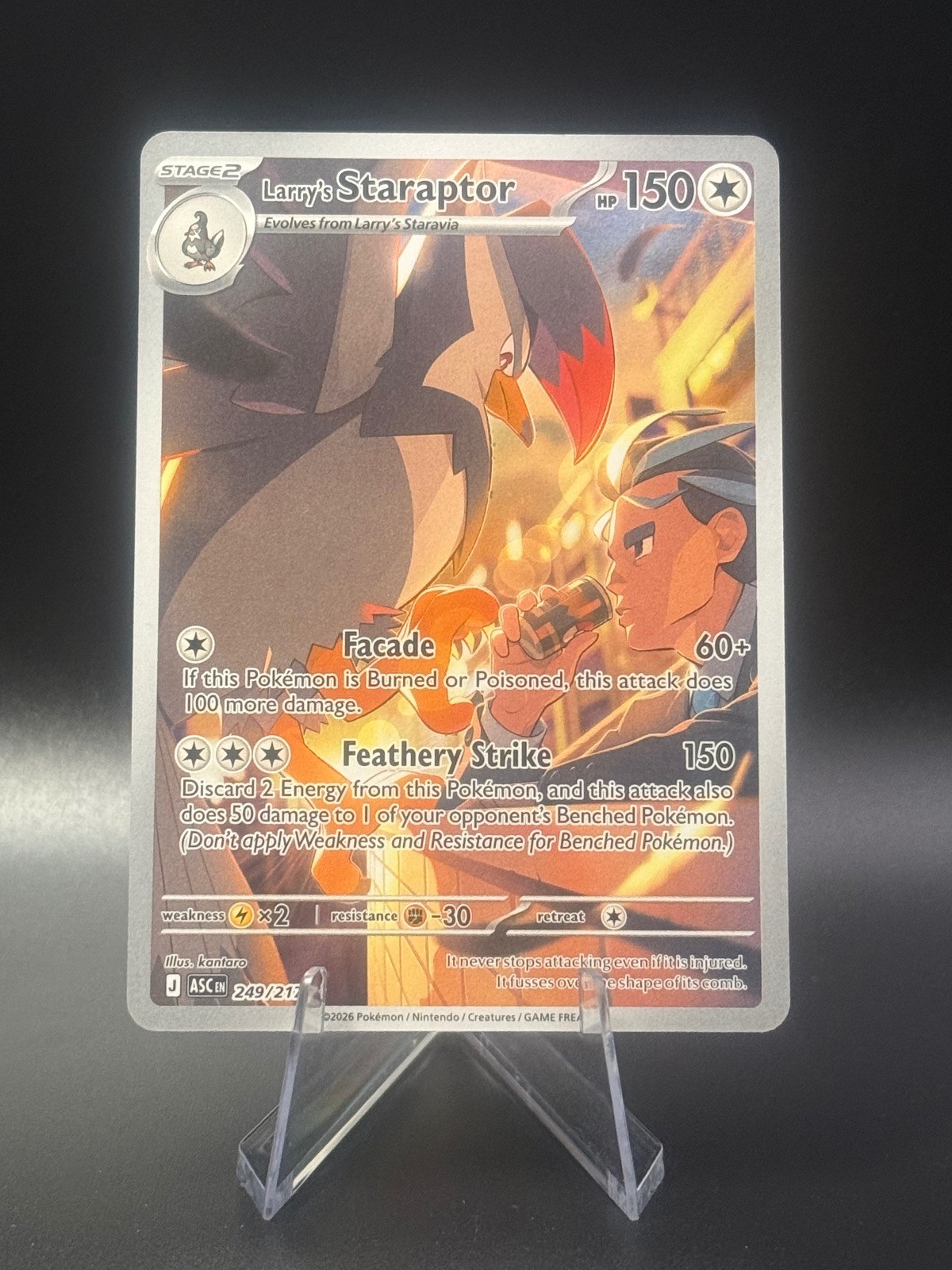 Larry's Staraptor 249/217 Illustrazione Rara Eroi Ascesi Pokemon Holo NM